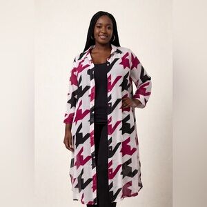 Ashley Stewart Sheer Houndstooth Duster Tunic NWT Size 10/12